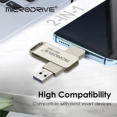 2 in 1 OTG USB-C Flash Pen Drive Metal Memory Stick Usb 3.0 type-C flash Disk 64GB 128GB 256G USB3.0 Dual Type USB C Pendrive