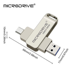 2 in 1 OTG USB-C Flash Pen Drive Metal Memory Stick Usb 3.0 type-C flash Disk 64GB 128GB 256G USB3.0 Dual Type USB C Pendrive