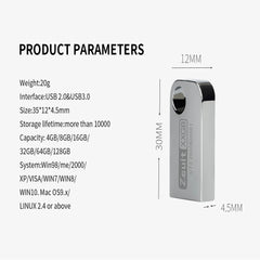 Mini U-disk Flash Drive With High-speed Memory Metal Logo Pendrive USB Fflash Drives 32GB 4GB 64GB USB Stick Usb 3.0 Pen Drive