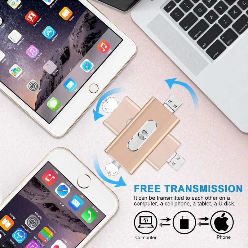 USB Flash Drive 4 in 1 OTG Pendrive 256GB 128GB High Speed Usb Flash 3.0 64GB 32GB For SmartPhone 5/6/7/8/x/xr/Pad/Android TYPEC